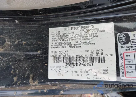 2009 Mercury Milan V6 Premier from USA, damaged, VIN 3MEHM08159R620598